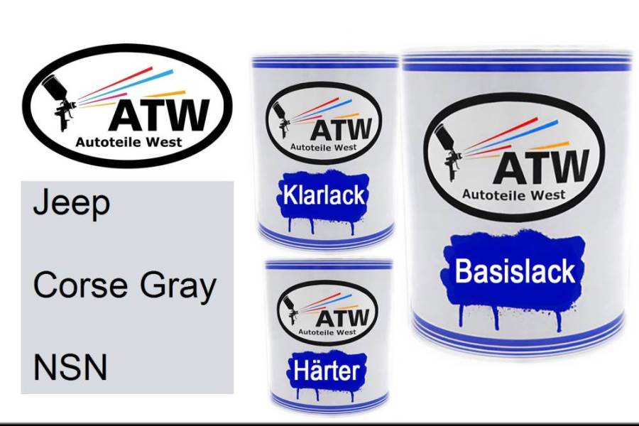 Jeep, Corse Gray, NSN: 1L Lackdose + 1L Klarlack + 500ml Härter - Set, von ATW Autoteile West.